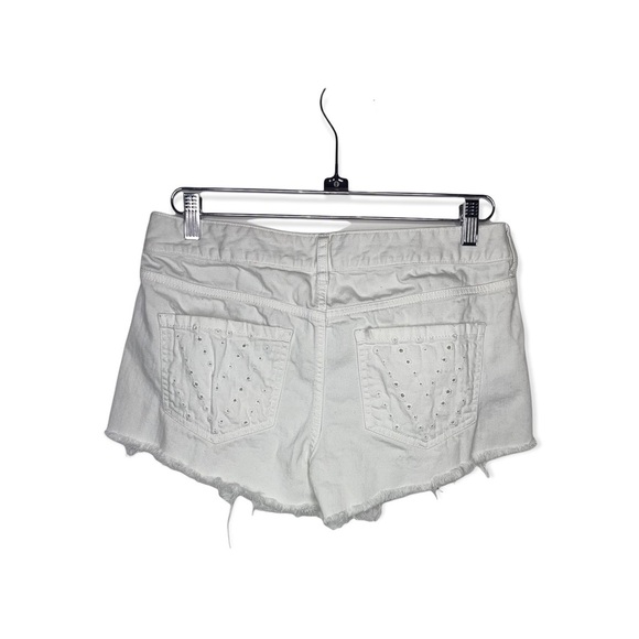 EXPRESS White Denim Shorts with Eyelet Design 6 - Picture 4 of 6